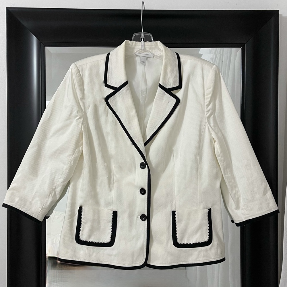 Cream and Black Blazer/Suit Jacket